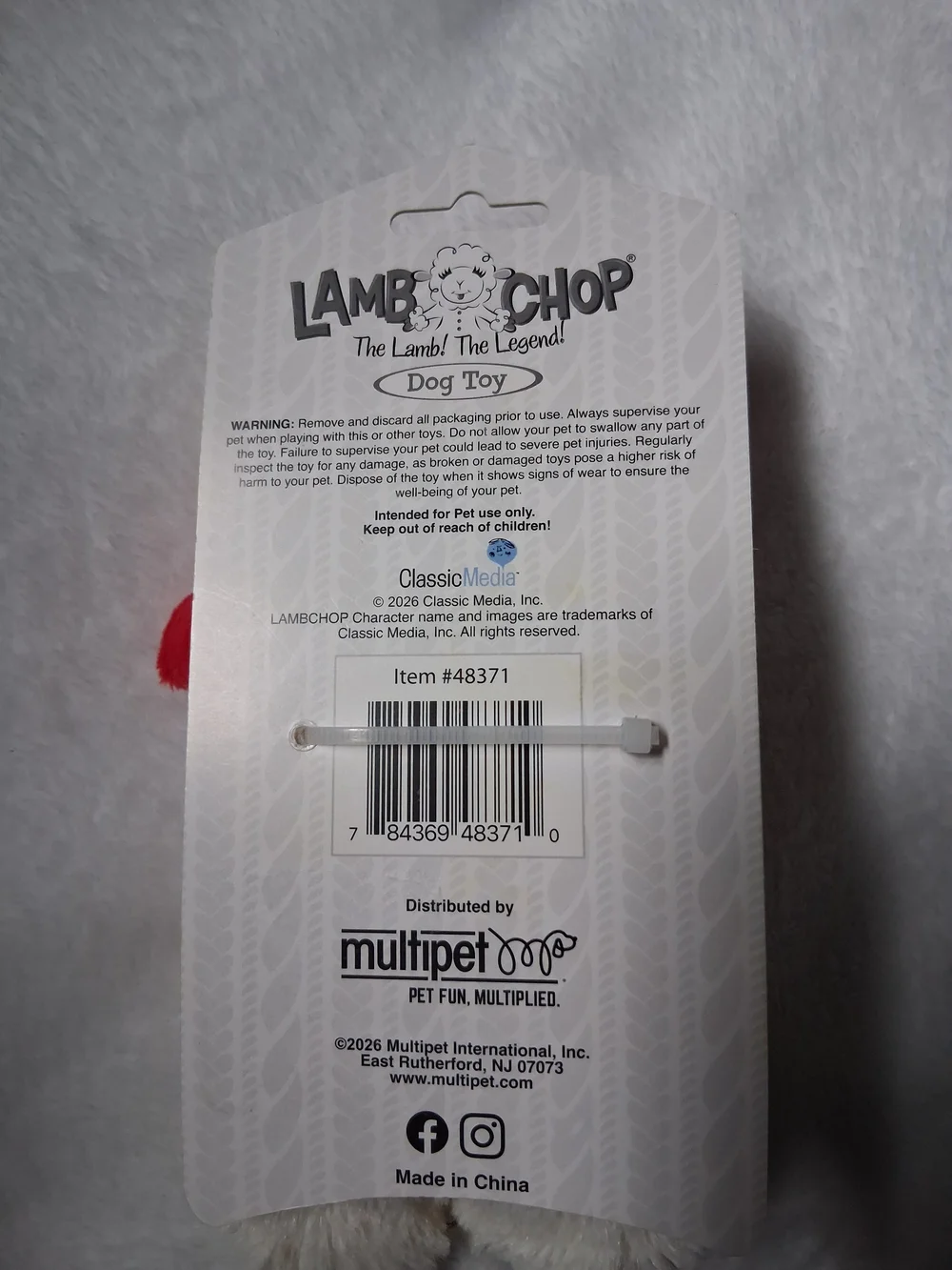 LAMB CHOP, Squeeky Dog Toy Small 6